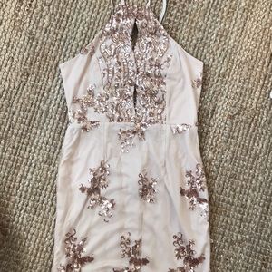Pretty tan and gold Hello Molly dress NWT